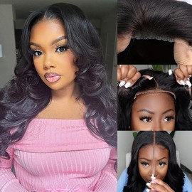 LJZYW Wear and Go Glueless Wig Human Hair Pre Plucked Pre Cut 5x5 Lace Closure Curly Wigs 180% Density Body Wave Human Hair Wig for Black Women Natural Color with Baby Hair 20Inch