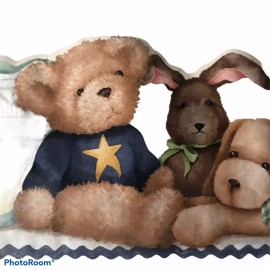 York Nursery Wallpaper Border Gallery of Stuffed Animals 9.5”H x 5 Yards Long