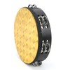 Hand Tambourine Double Row Percussion Polyester Drum Skin Solid Wood