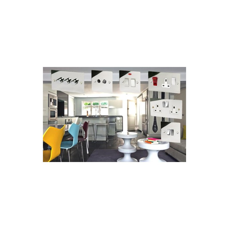 A5 SWI1GCFWC Light Switch Single Polished Chrome Flat-White Insert Metal