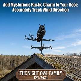 Metal Weather Vane Wind Direction Indicator Outdoor Owl Weather Vanes Roof Mount Yard Patio Wind Vanes for OutsideYard Farm Garden Patio Decoration