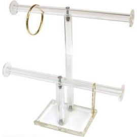 FindingKing  2 Tier Clear Acrylic Jewelry Stand T-Bar Chain & Bracelet Display Kit