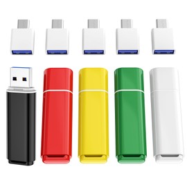 ABLAZE 64GB USB 3.0 Flash Drives 5 Pack with Type C Adaters, Thumb Drives 64GB USB Sticks Memory Sticks Pendrives for PC/Smartphones/Computer