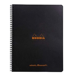 Rhodia 193039C - Spiral Notebook (Full Bound) Notebook Black - A4+ - Dot Dot - 160 Detachable Pages - White Clairefontaine Paper 80 g/m - Soft and Resistant Cover - Classic