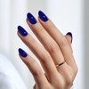 BTArtbox Press On Nails Short - Navy Blue Nails for