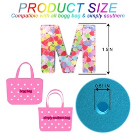 HLUWA - Dijes de letras para bolsas Bogg y Simply Southern - Accesorios de letras con lentejuelas del alfabeto, letras decorativas para bolso, bolso de playa, resinoso, No es una piedra preciosa
