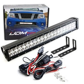iJDMTOY Lower Grille 20-Inch LED Light Bar Kit Compatible with 2004-18 Nissan Frontier, Includes (1) 120W LED Lightbar, Lower Bumper Opening Mounting Brackets & On/Off Switch Wiring Kit