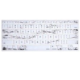 MOSISO Silicone Keyboard Cover Compatible with MacBook Air 13 inch A1466 A1369 2010-2017&Compatible with MacBook Pro 13/15 inch (with/Without Retina Display, 2015 or Older Version), White Marble