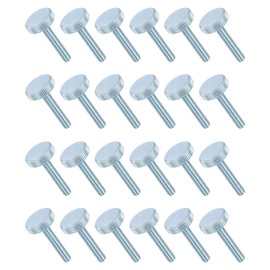 MECCANIXITY 24 PCS M6x35mm Flat Knurled Head Thumb Screws,Solid Iron Fully Threaded Thumbscrew Bolts Fasteners for Lighting Household Appliances Electronic Equipment