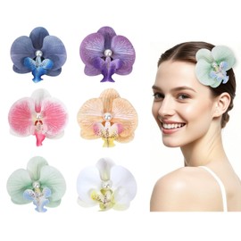 Pack of 6 Flower Hair Clips, Hawaiian Flower Hair Clips, Hair Clip, Flower Hair Clip, Non-Slip Flower Hair Clips Set, Hair Clip Flower for Women, Girls, Teenagers, Thick/Thin Hair (B)