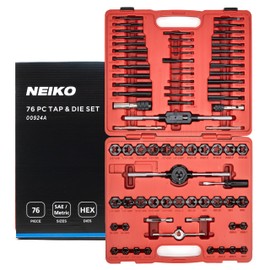 NEIKO Tap and Die Set, 76 Piece, Metric and Standard, Rethreading, Cutting, Repairing Threading Tool for External & Internal Thread Tap Set, SAE & MM, Hex Die, UNC, UNF, AND NPT Threads, Complete Kit