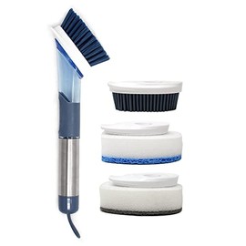 CBC Crown Soap Dispensing Dishwashing Brush with 4 Scrub Brush Head & Extra Refill Set (Brush Set)