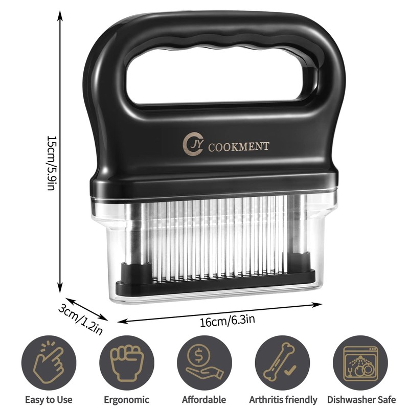 JY COOKMENT Meat Tenderizer with 48 Stainless Steel Ultra Sharp