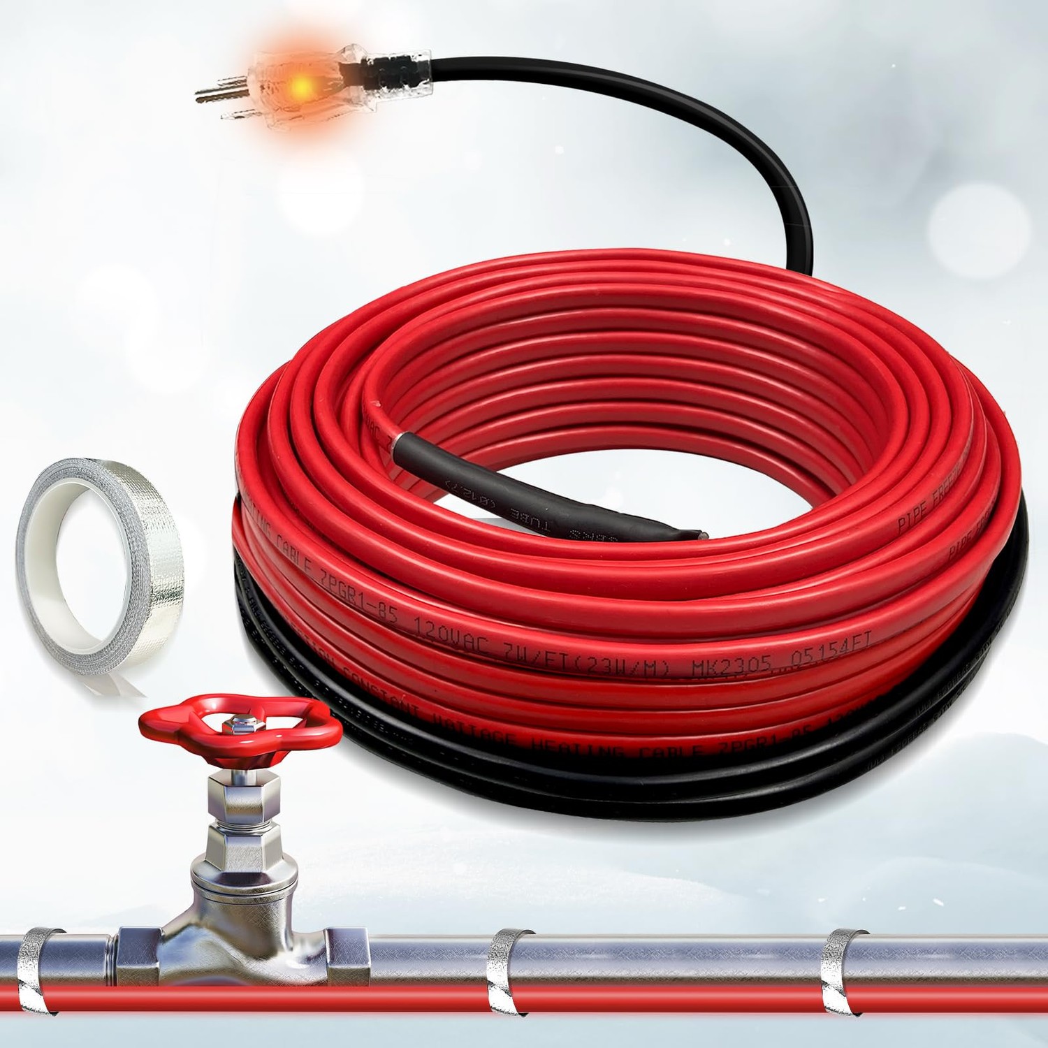 ToasySoul Anti-Freeze Heat Trace for Pipes, Constant Wattage Heat Tape ...