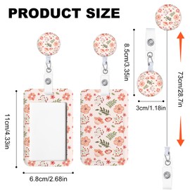 3 Set Flower ID Badge Holder with Clip Badge Reels Retractable Heavy Duty,Keychain，ID Holder for School Nurse Office 3