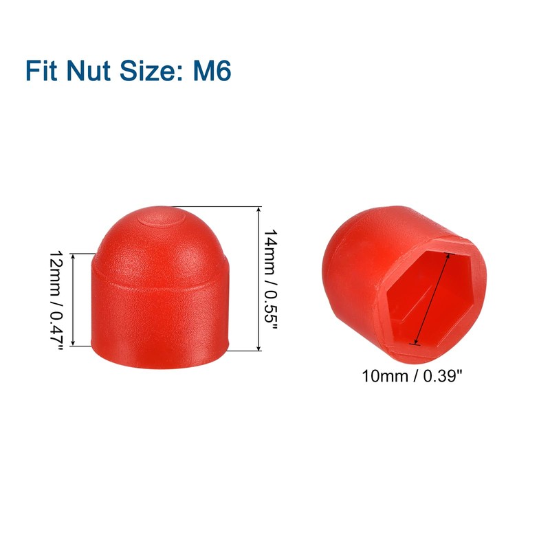 QUARKZMAN Pack of 50 Hex Nut Covers, M6 Red Plastic