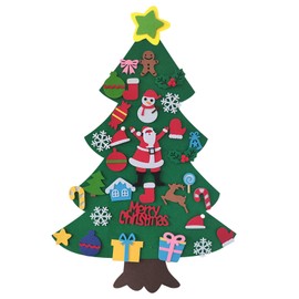 Felt Christmas Tree, Felt Christmas Tree for Children, DIY Felt Christmas Tree with Removable Ornaments, New Year Wall Hanging Decorations (Newb)