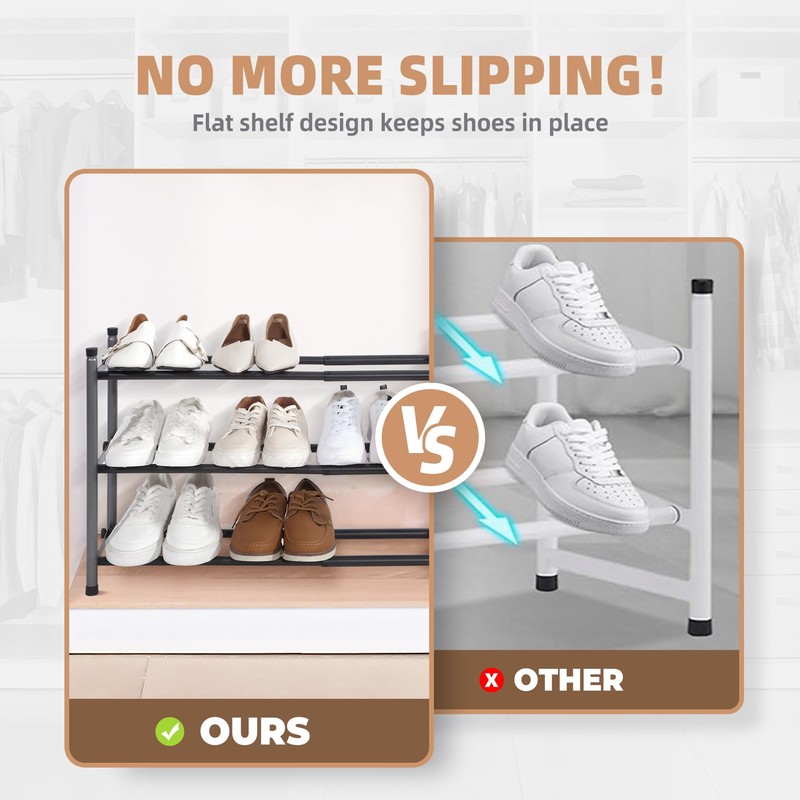 STORAGE MANIAC Expandable Shoe Rack, 12 Pairs Stackable Small Shoe