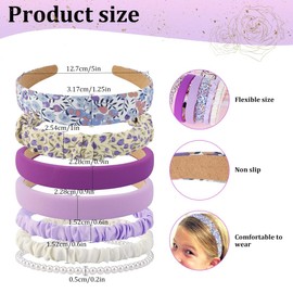 Haarreifen Set Damen, 7 Stück,Modische Stirnbänder für Damen, Rutschfestes Mädchen-Stirnband-Set Niedlicher, Stoff Glitzernde Haarbänder Haar-Accessoires für Damen Mädchen Kinder, verschiedene Modelle