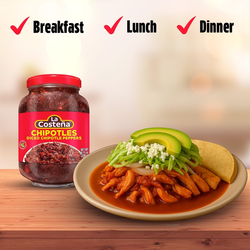 La Costeña Chipotle Peppers - Spicy Smoked Diced Peppers for