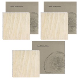 Wood Grain Sticky Notes 3x3 inches, 3 Pads, 300 Sheets, Self-Stick Note Pads, 100 Sheets/pad, Easy to Post for School, Home, Office, Notebook (Wood B)