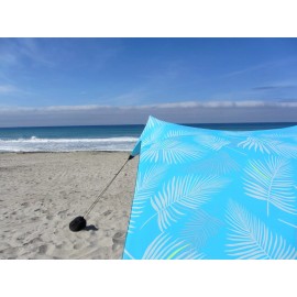 Neso Beach Tent with Sand Anchor, Portable Sunshade - 7' x 7' (Aqua Fronds)