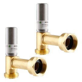 AquaNeurk 2Pcs Stainless Steel Water Hammer Arrestor, 3/4 Inch MHT x 3/4 Inch Swivel FHT Angle Tee Hammer Arrestor, Thread Connection Applicable For Garden Hose, Sprinkler, Washing Machine