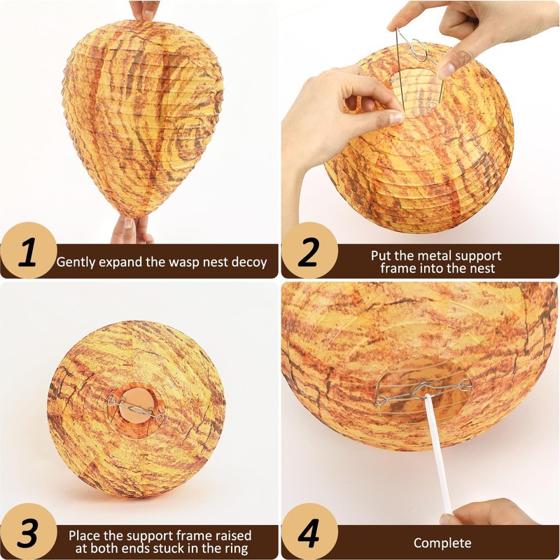 DECYOOL 8 Pack Paper Wasp Nest Decoy Hanging Wasp Nest
