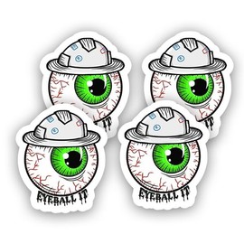 Ten Four Distributions Eye-Catching Fun: Set of 4 Funny Eyeball IT Hard Hat Stickers - 2.5 Inch Multicolor