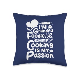 Grandpa. Master of flavors! Grandpa, Foodie and Chef. Cooking is My Passion Throw Pillow, 16x16, Multicolor