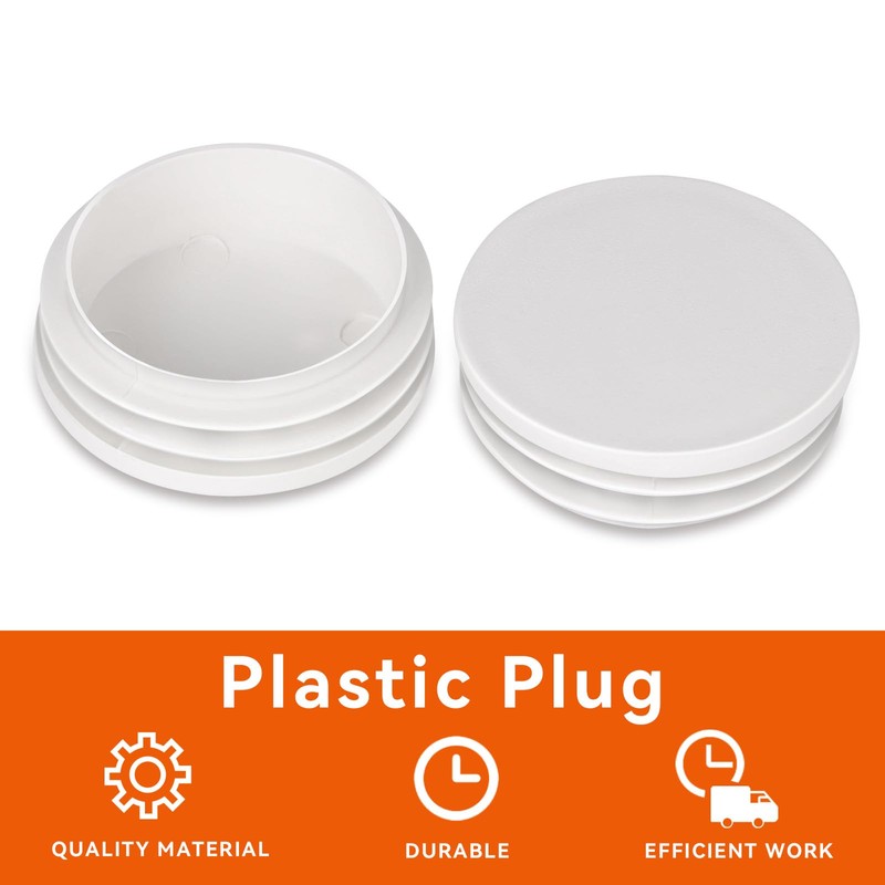 16mm (5/8 Inch) Round Plastic Plug, Round White Plastic End