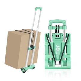 JMFOLD Folding Hand Truck 70 lbs，Small Dolly with 2 Wheels，Folding Luggage cart， Lightweight Aluminum Foldable Luggage Cart，for Airport,Travel,Moving and Office Use (Silver-Aluminum)