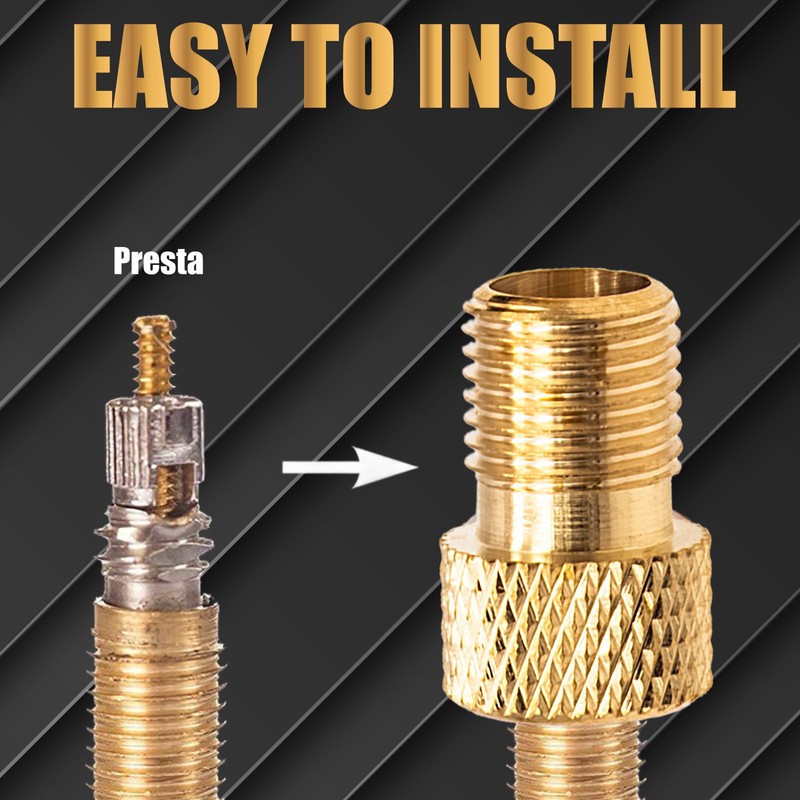 MEAJOO 2PCS Brass Presta Valve Adapter, Convert Presta to Schrader