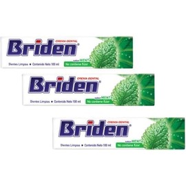 Briden Crema Dental sabor Menta sin Flúor, Dientes Limpios, 100 ml, Paquete de 3 Piezas