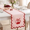 Breling Pink Bow Cherry Table Runner 70 Inches Coquette Scalloped