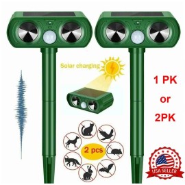 Unbranded 2 Pack Solar Ultrasonic Animal Repellent Dog Cat Skunk Deer Raccoon For Garden