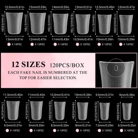 Moxluck Short Duck Nail Tips Full Cover,Curved False Nail Tips 120Pcs Duck Acrylic Nails, Wide Short French Fake Nails For Extensions Home DIY Nail Tips Art 12 Sizes