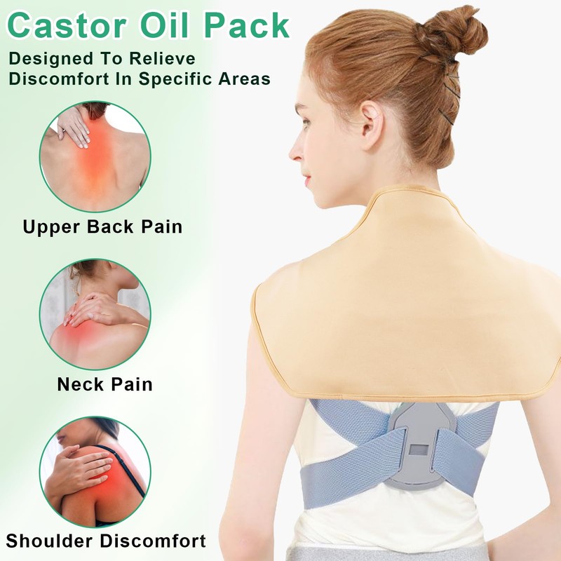 Castor Oil Pack Shoulder and Neck, Reusable Castor Oil Compress