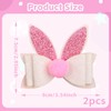 WRBAJIS 2Pcs Easter Hair Clips Glitter Bunny Ears Bows Hair