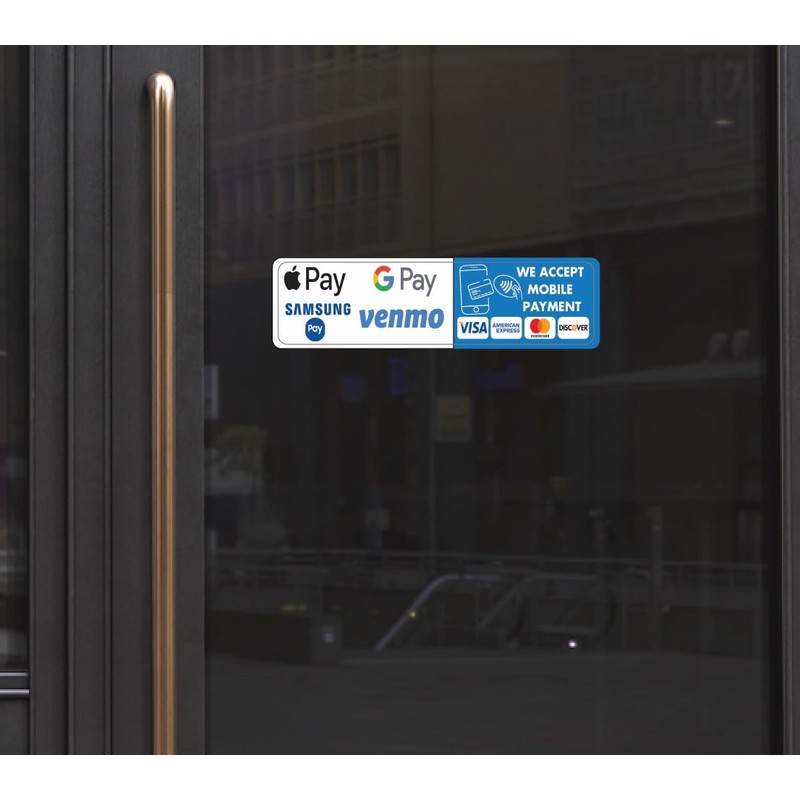 Digital Payment Sign Stickers, Credit Card Accepted Decals, Waterproof, Size