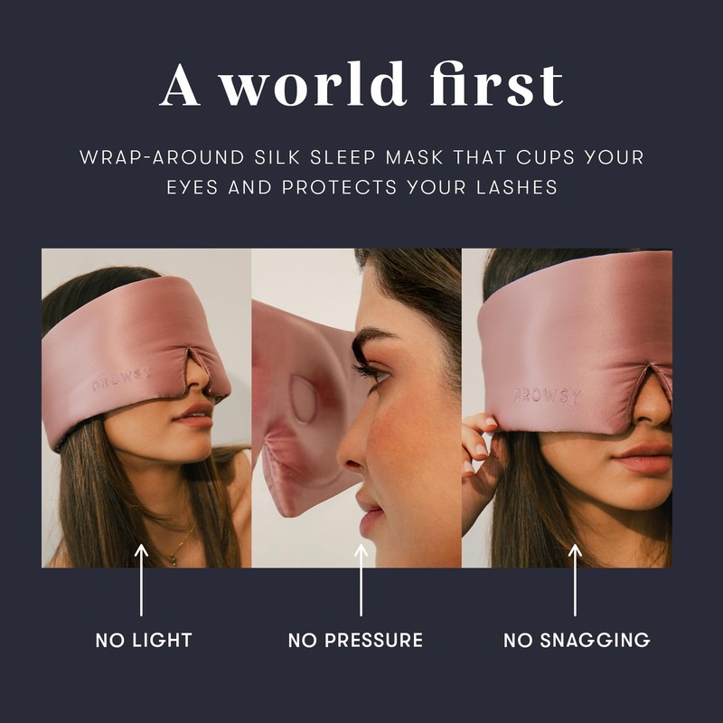 DROWSY Eyelash Protecting Silk Sleep Mask for Natural Lashes &