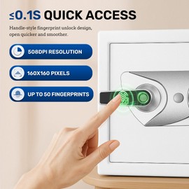 BlackSmith Biometric Safe 1.0 Cub Digital Home Security Safe with LCD Display Dual Alarm System Mute Mode Quick Access Fingerprint Recognition Lock Box for Money Jewelry, White