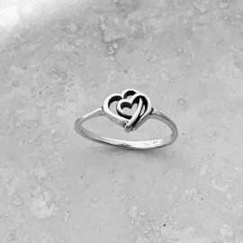 Sterling Silver Mother and Baby Heart Ring, Silver Rings, Love  Ring, Baby Ring - 6, 925 Sterling Silver, Silver