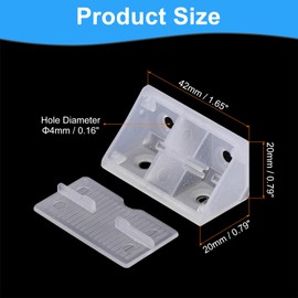 sourcing map 12 Pcs 90 Degree Plastic Corner Braces, 20x42x20mm Shelf Right Angle Brackets with Screws for Cabinets Cupboards, Transparent