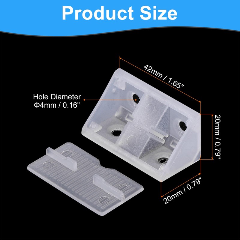 sourcing map 12 Pcs 90 Degree Plastic Corner Braces, 20x42x20mm
