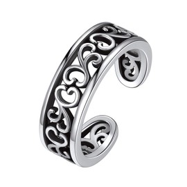 925 Sterling Silver Toe Ring for Women Teen, Flower Hawaiian Leaf Adjustable Celtic Knot Band Tail Ring