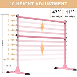 Lifeswell Height Adjustable Ballet Barre, 5ft Heavy Duty Freestanding Dance Bar with Steel Cross Bar, Anti-Slip Sturdy for Kids & Adults, Ideal for Home, Ballet, Fitness, Yoga