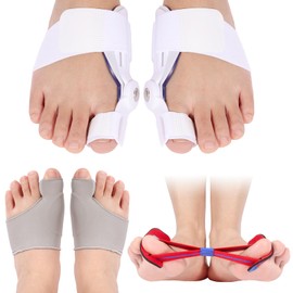 TPTGIAR Hallux Valgus Korrektur Set, Verstellbarer Hallux Valgus Schiene, Universalgröße Hallux Valgus Bandage für Tag & Nacht, Zehenspreizer Hallux Valgus für Männer und Frauen