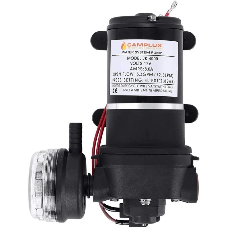 CAMPLUX 12V DC Water Pump 1.6/3.3GPM Diaphragm Self-Priming for Kitchen