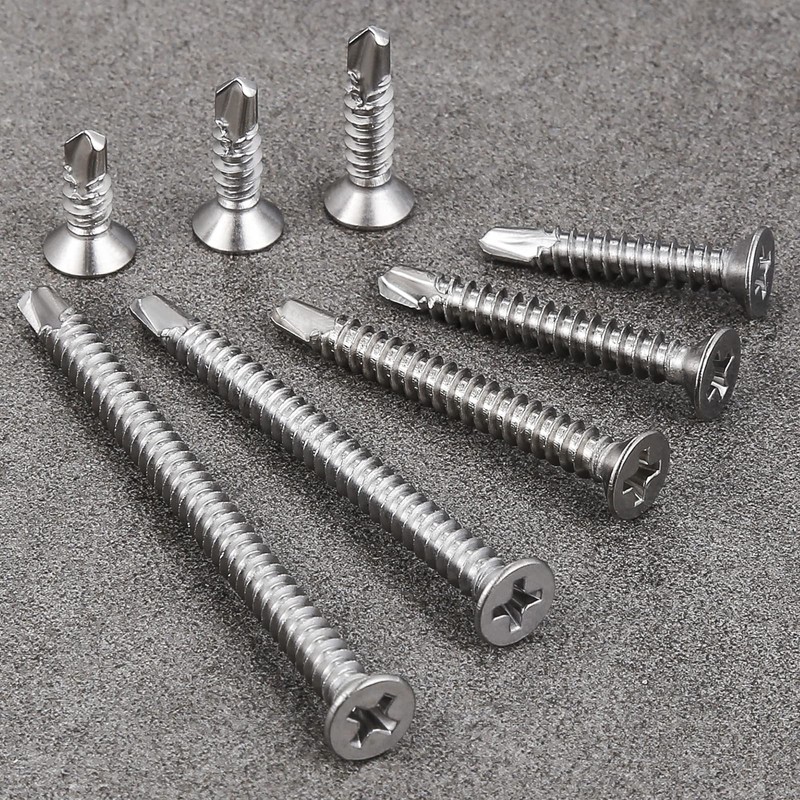 Wensilon（250pcs）#8×1-1/4”for Sheet Metal Self-Tapping Screws 410 Stainless Steel Flat Head